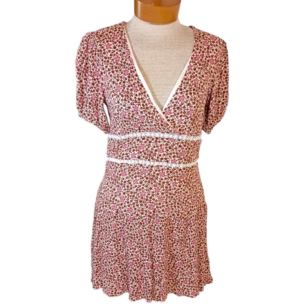 Size 9/10 B. Darlin, Ditsy Floral Women's Dress Brown spring Boho NWOT